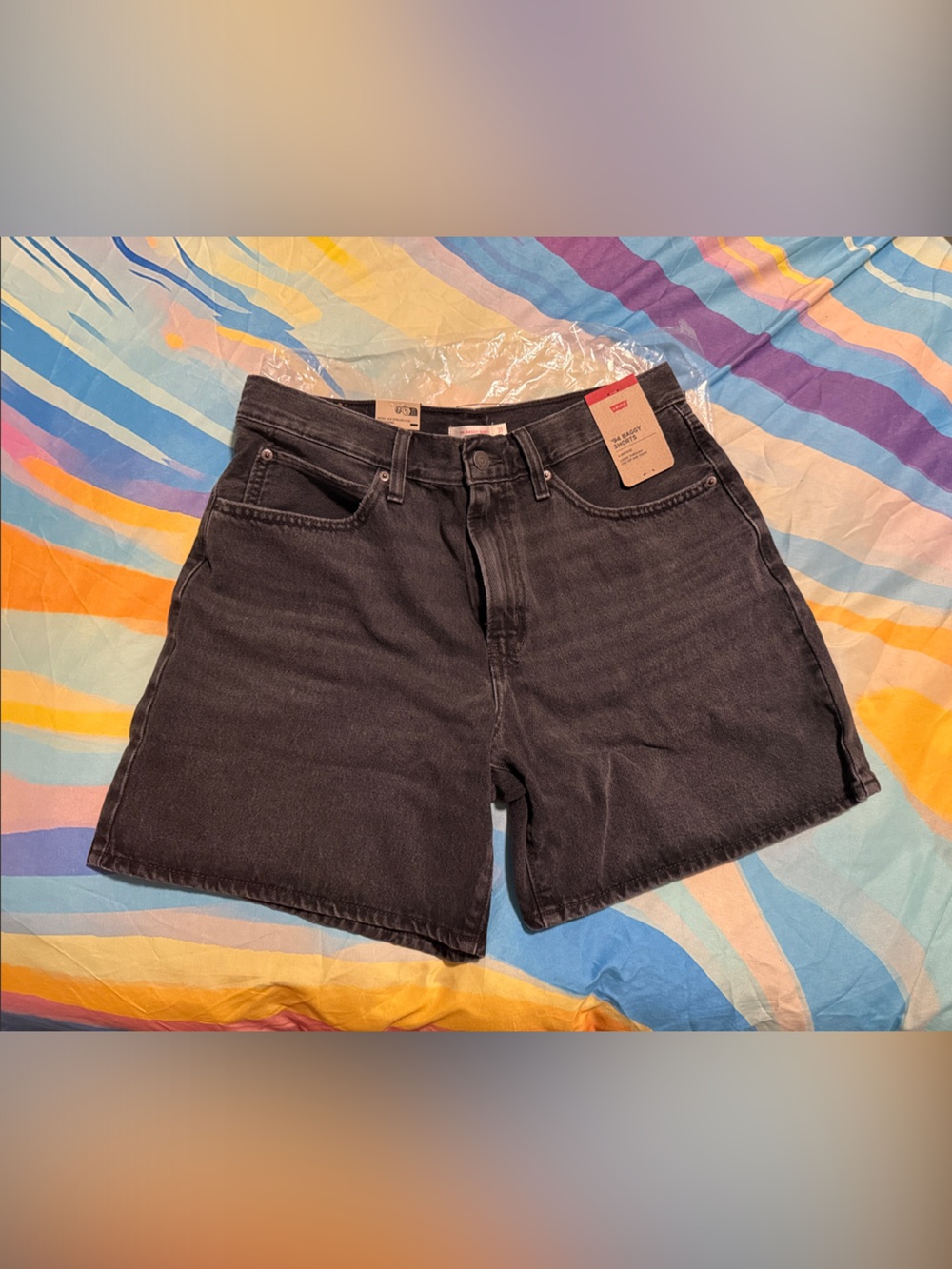 Levi's Mid-Rise Black Denim Shorts for Women, Size 31, New with Tags